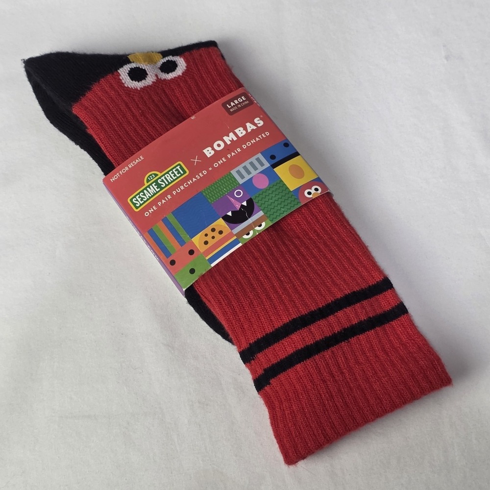 Bombas X Sesame Street Elmo Crew Socks Size Large